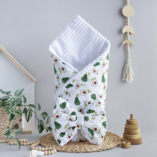 Плед зі з‘ємним утеплювачем та бантом-резинкою Авокадо /Білий плюш 90/80