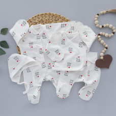Набір 4в1: Чоловічок, льоля, повзунки та шапочка на зав’язках Кохаю мама тато (Футер - з начосом) 56 (0-3міс)