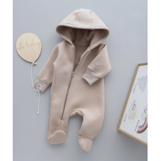 Комбінезон з капюшоном тринитка (з начосом) на змійці Бежевий 62 (0-3міс)