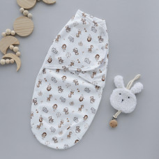 Коконпелюшка на липучці Звірята Бежевий (Інтерлок) 56 (0-1міс)