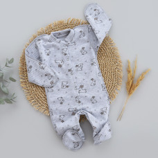 Чоловічок Зайчик Сірий (Рубчик) 56 (0-3міс)