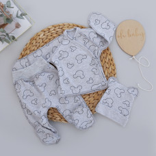 Набір 3в1: Льоля, повзунки та шапочка Міккі Сірий (Інтерлок) 62 (3-6міс)