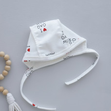 Шапочка на зав’язках Кохаю мама тато (Футер - з начосом) 56 (0-3міс)