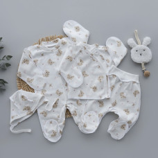 Набір 4в1: Чоловічок, льоля, повзунки та шапочка на зав’язках Коали Рожевий (Інтерлок) 56 (0-1міс)