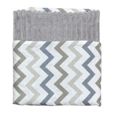 Плед плюш, без утеплення Зігзаг Сірий /Сірий плюш 100/80