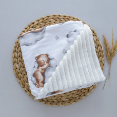 Плед плюш Ведмедик Коричневий на хмаринці/ Молочний плюш 100/80