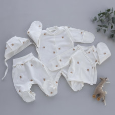 Набір 4в1: Чоловічок, льоля, повзунки та шапочка на зав’язках Лапки (Футер - з начосом) 56 (0-3міс)