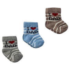 Шкарпетки 3 пари: Сірий, Синій, Коричневий I love dad 56 (0-3міс)