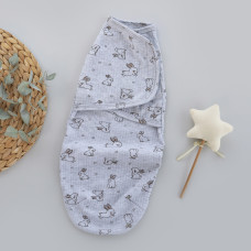 Коконпелюшка на липучці Зайчик Сірий (Рубчик) 56 (0-1міс)