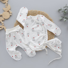 Набір 3в1: Боді, повзунки та шапочка на зав’язках Кохаю мама тато (Інтерлок) 56 (0-1міс)