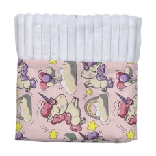 Плед плюш, без утеплення Единоріжки Рожевий / Білий плюш 100/80