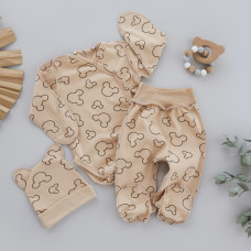 Набір 3в1: Боді, повзунки та шапочка Міккі Бежевий (Інтерлок) 56 (0-3міс)