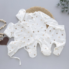 Набір 4в1 Сердечка Бежевий (Футер - з начосом) 56 (0-3міс)