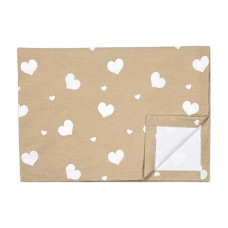 Пелюшка непромокаюча Сердечка Білі на бежевому 50/70