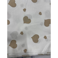 Бавовняна пелюшка Сердечка Бежеві на білому 90/80