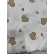 Бавовняна пелюшка Сердечка Бежеві на білому 90/80