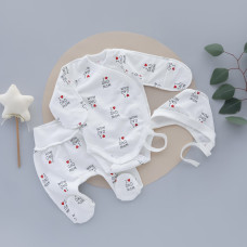 Набір 3в1: Боді, повзунки та шапочка на зав’язках Кохаю мама тато (Футер - з начосом) 62 (3-6міс)