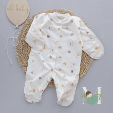 Чоловічок Сердечка Ведмедики (Футер - з начосом) 56 (0-1міс)