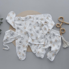Набір 4в1: Чоловічок, льоля, повзунки та шапочка на зав’язках Коали Зайчики (Інтерлок) 62 (1-3міс)