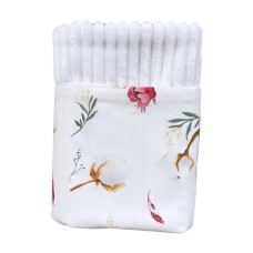 Плед плюш, без утеплення Квіти троянди/ Білий плюш 100/80