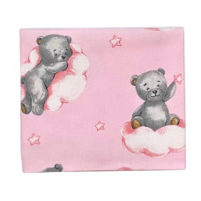Пелюшка фланелева/байкова (Туреччина) Ведмедик на хмаринці Рожевий 90/80