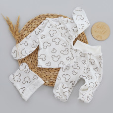 Набір 3в1: Льоля, повзунки та шапочка Міккі Молочний (Інтерлок) 62 (3-6міс)