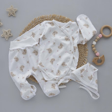 Набір 3в1: Боді, повзунки та шапочка на зав’язках Коала Рожевий (Інтерлок) 62 (1-3міс)