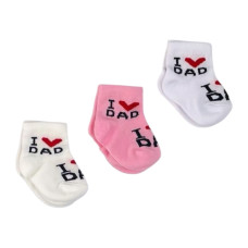 Шкарпетки 3 пари I love dad Молочний, рожевий, білий 56 (0-3міс)