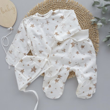 Набір 3в1: Льоля, повзунки та шапочка на зав’язках Зірки (Футер - з начосом) 56 (0-1міс)