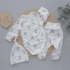Набір 3в1: Боді, повзунки та шапочка вузлик Мама тато (Інтерлок) 56 (0-3міс)